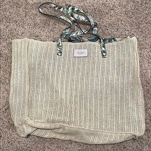 Victoria's Secret Cream Canvas Tote with Rope Handles